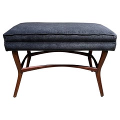 1950s Banc à coussins en bois d'acajou gris Mexico