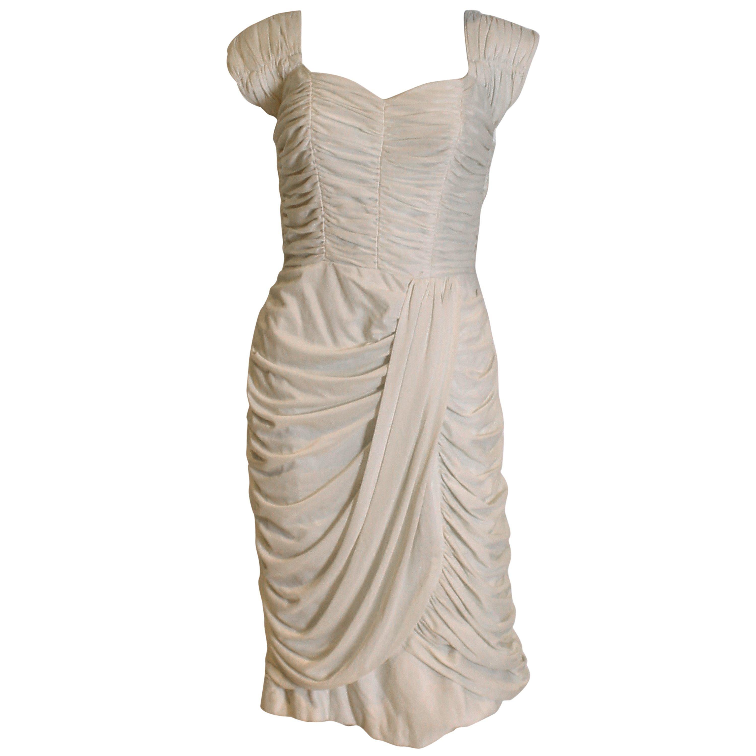1950s Grecian Style Gathered Dress For Sale