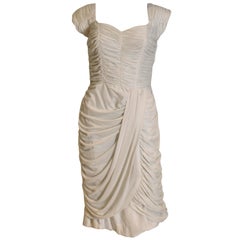 1950er Grecian Style Gerafftes Kleid