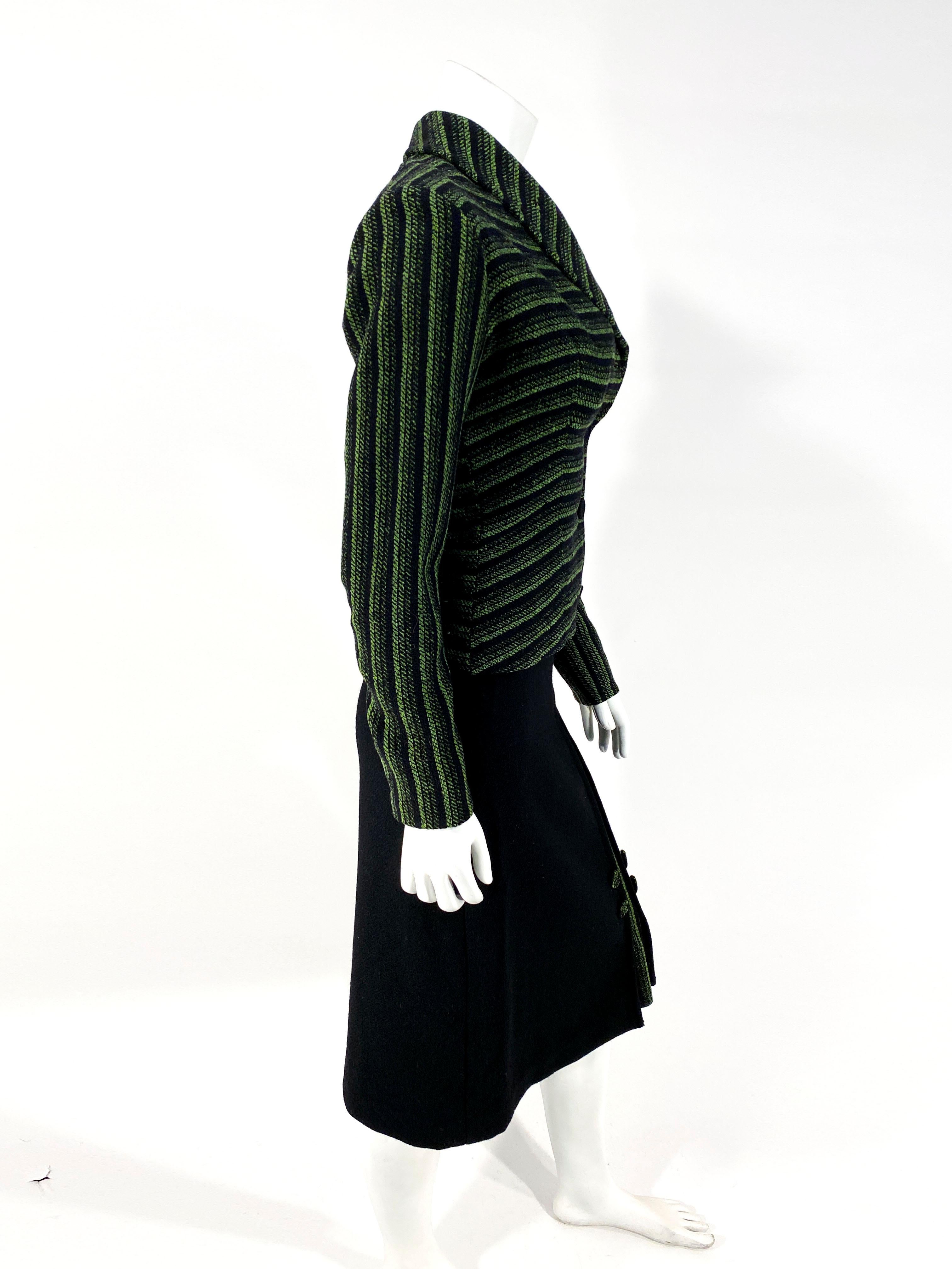 Costume en laine vert et noir des années 1950 Bon état - En vente à San Francisco, CA