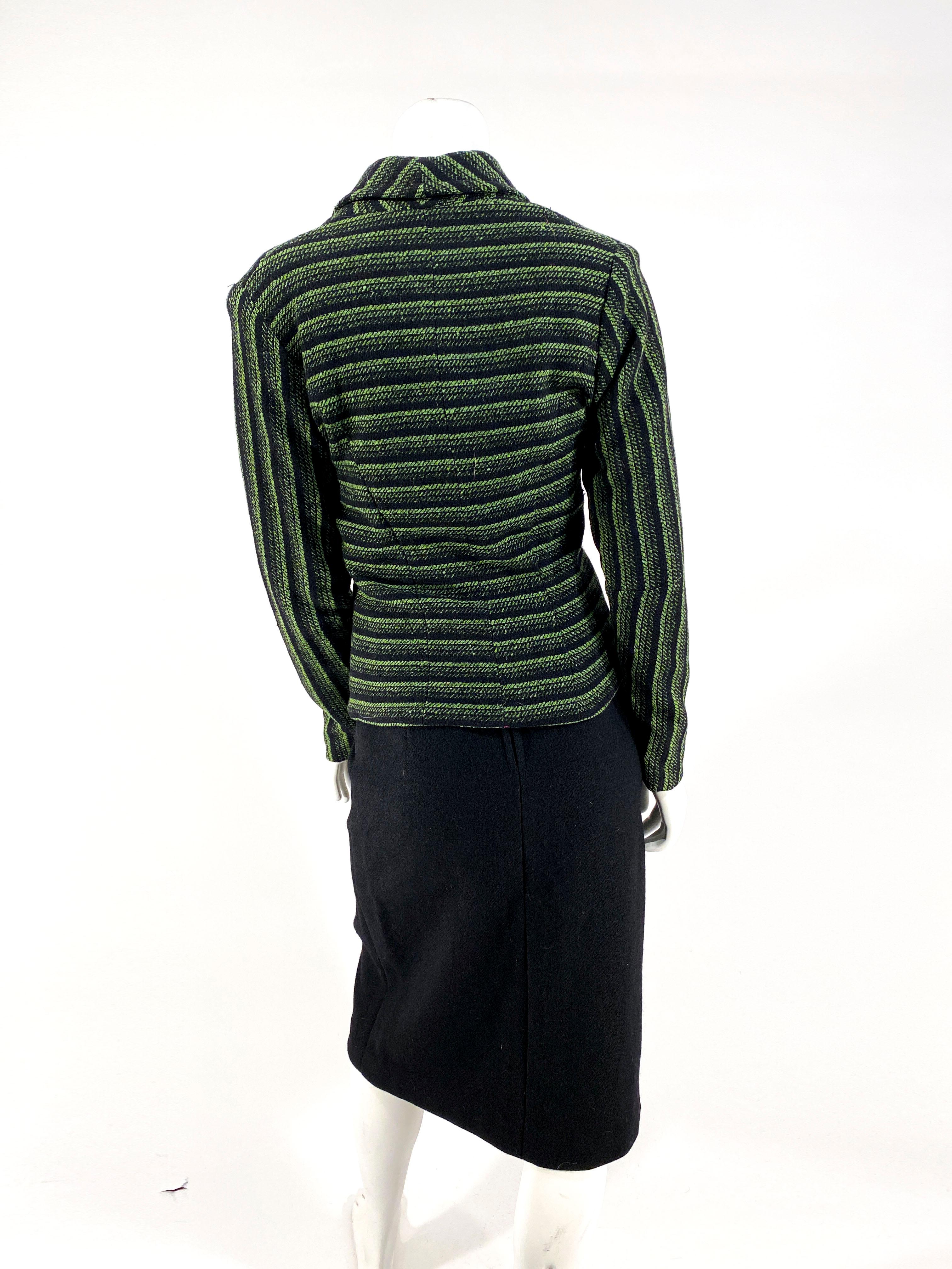 1950s Green and Black Wool Suit For Sale 1