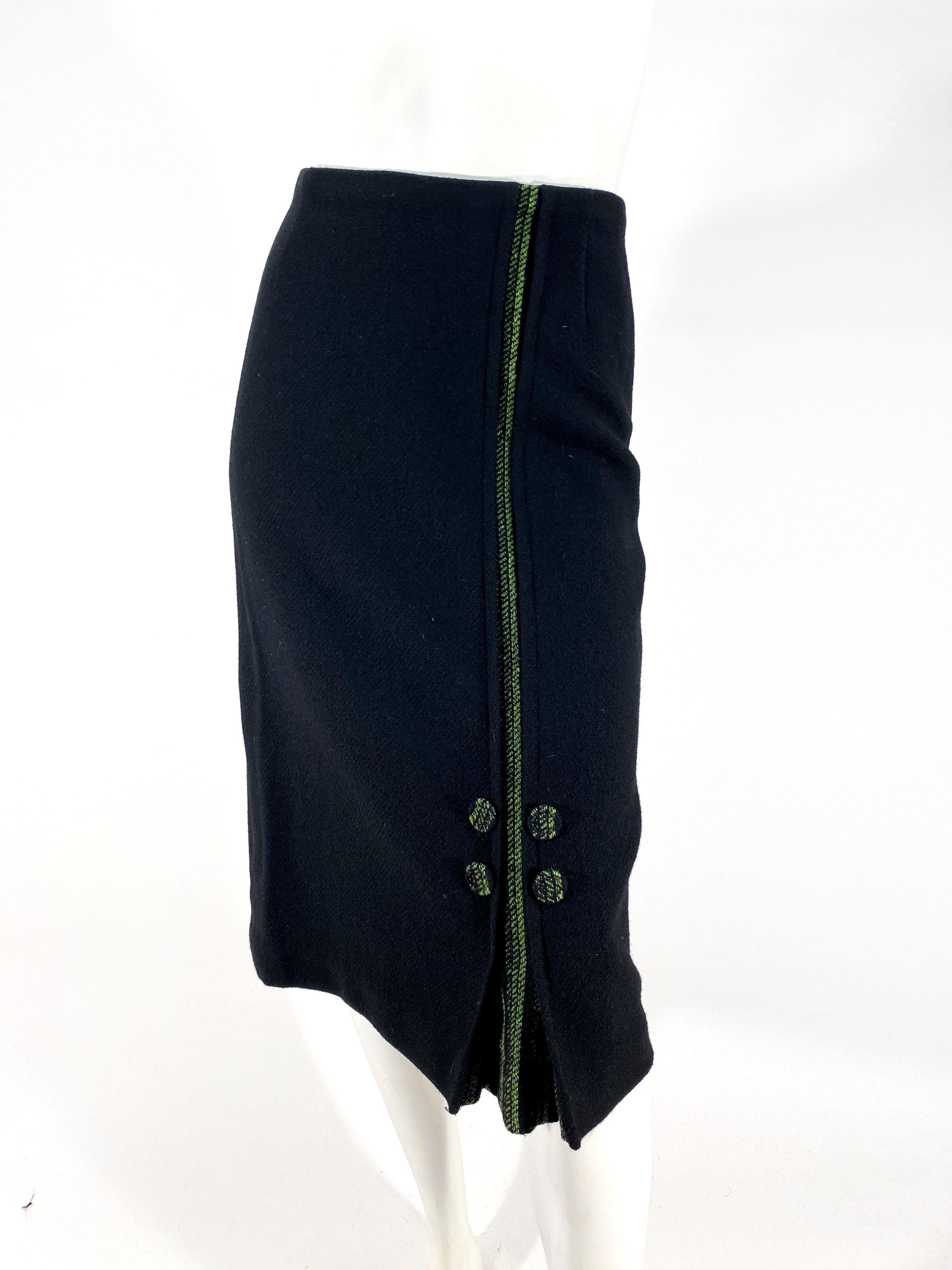 Costume en laine vert et noir des années 1950 en vente 2