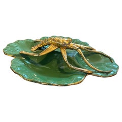 1950s Green and Gold Ceramic Centerpiece by Maioliche Artistiche Sestesi