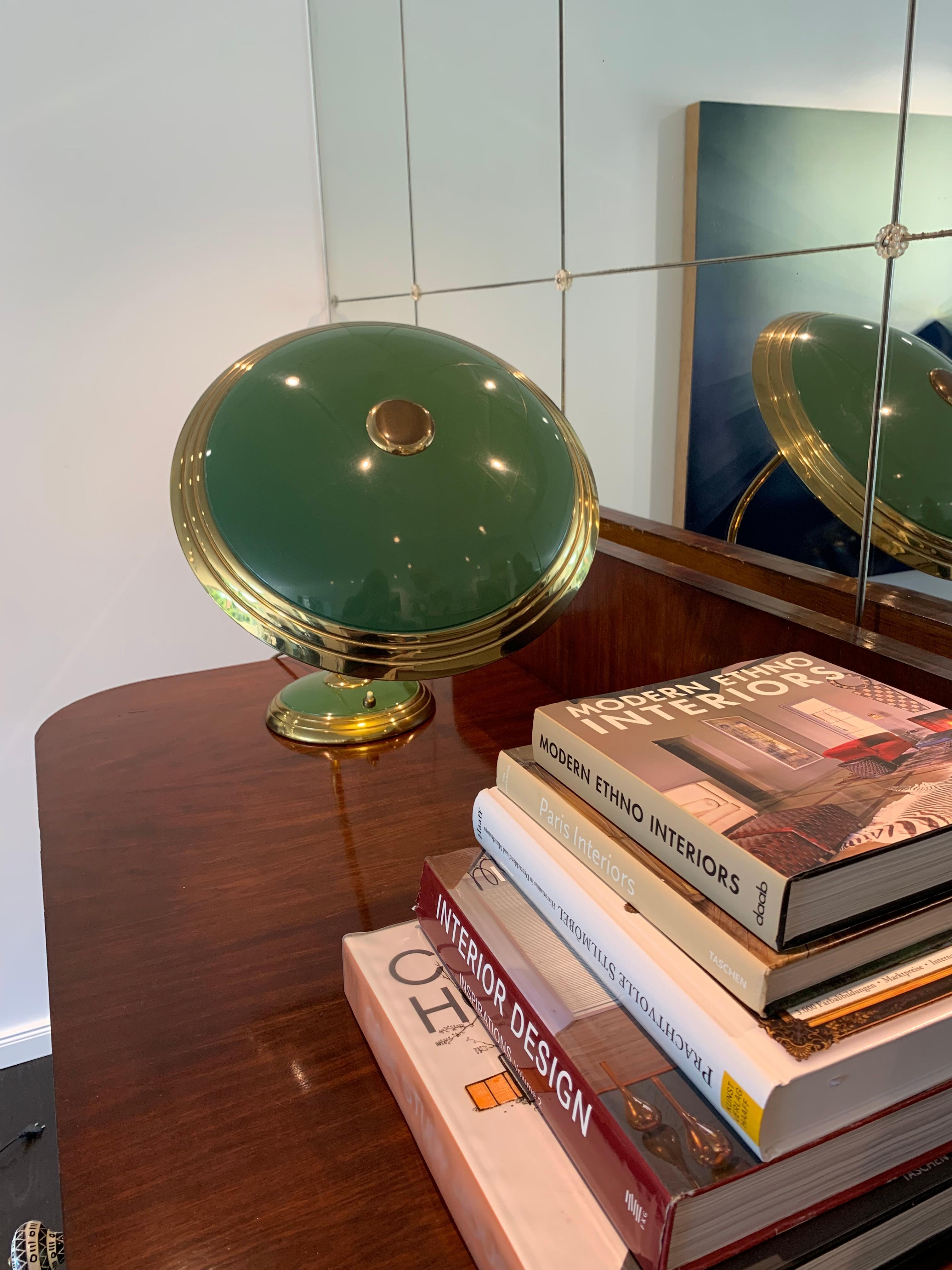 Art Deco Style Mid-Century Modern 1950s Green and Gold Table Lamp For Sale 12