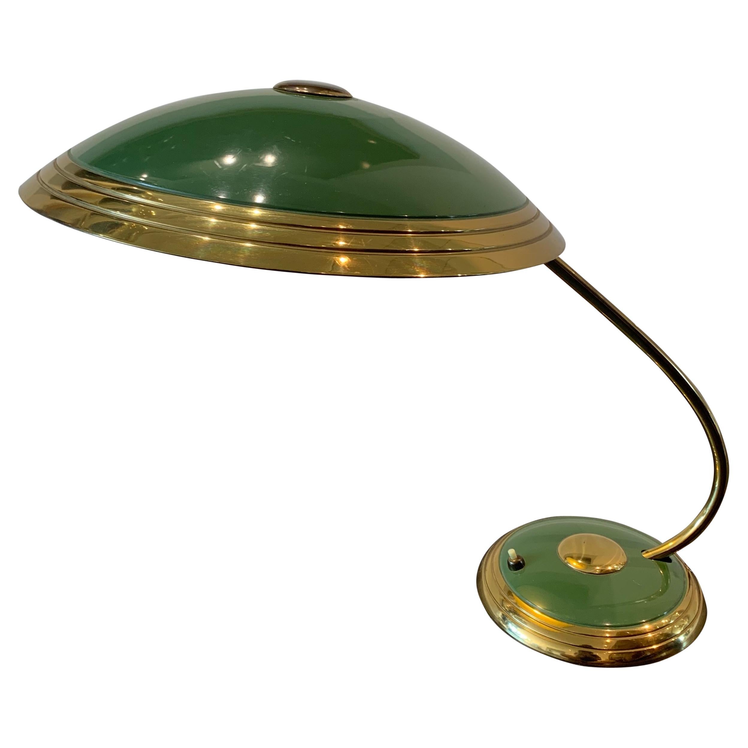 Art Deco Style Mid-Century Modern 1950s Green and Gold Table Lamp