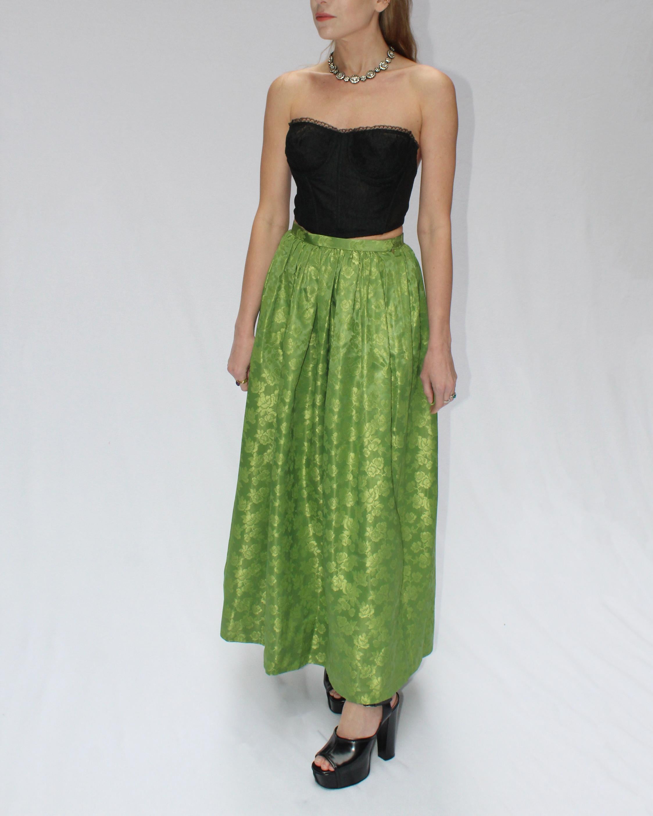 Women's 1950s Green Brocade Ballskirt