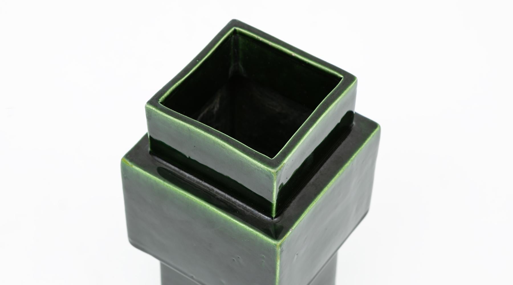 1950s Green Ceramic Vase by Ettore Sottsass 'h' For Sale 1