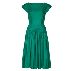 Vintage 1950’s Green Cotton Drop Waist Dress