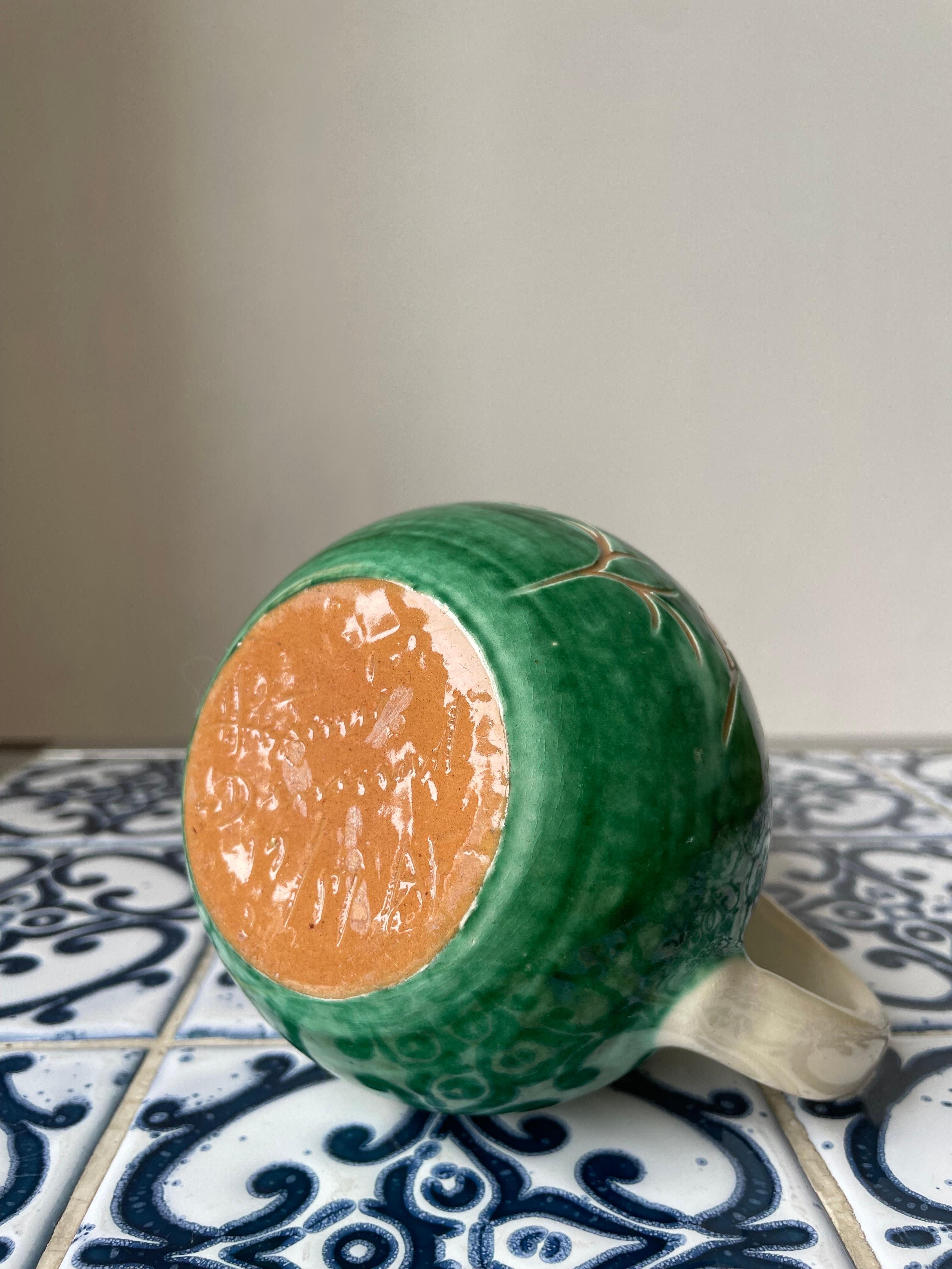 1950s Green Cream Ceramic Pitcher Vase, Denmark For Sale 5