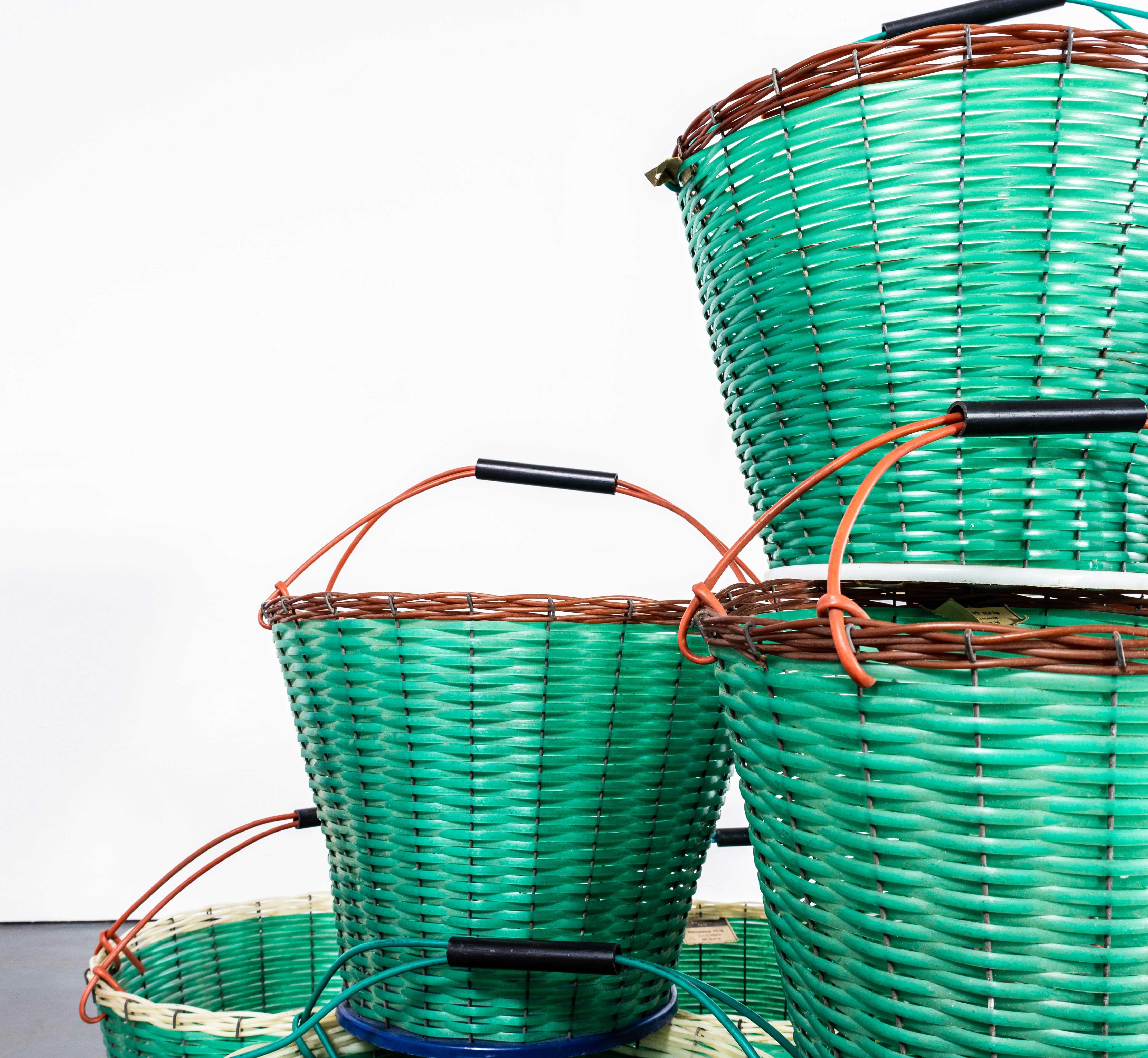 European 1950's Green Grape Picking Baskets - New Old Stock GDR