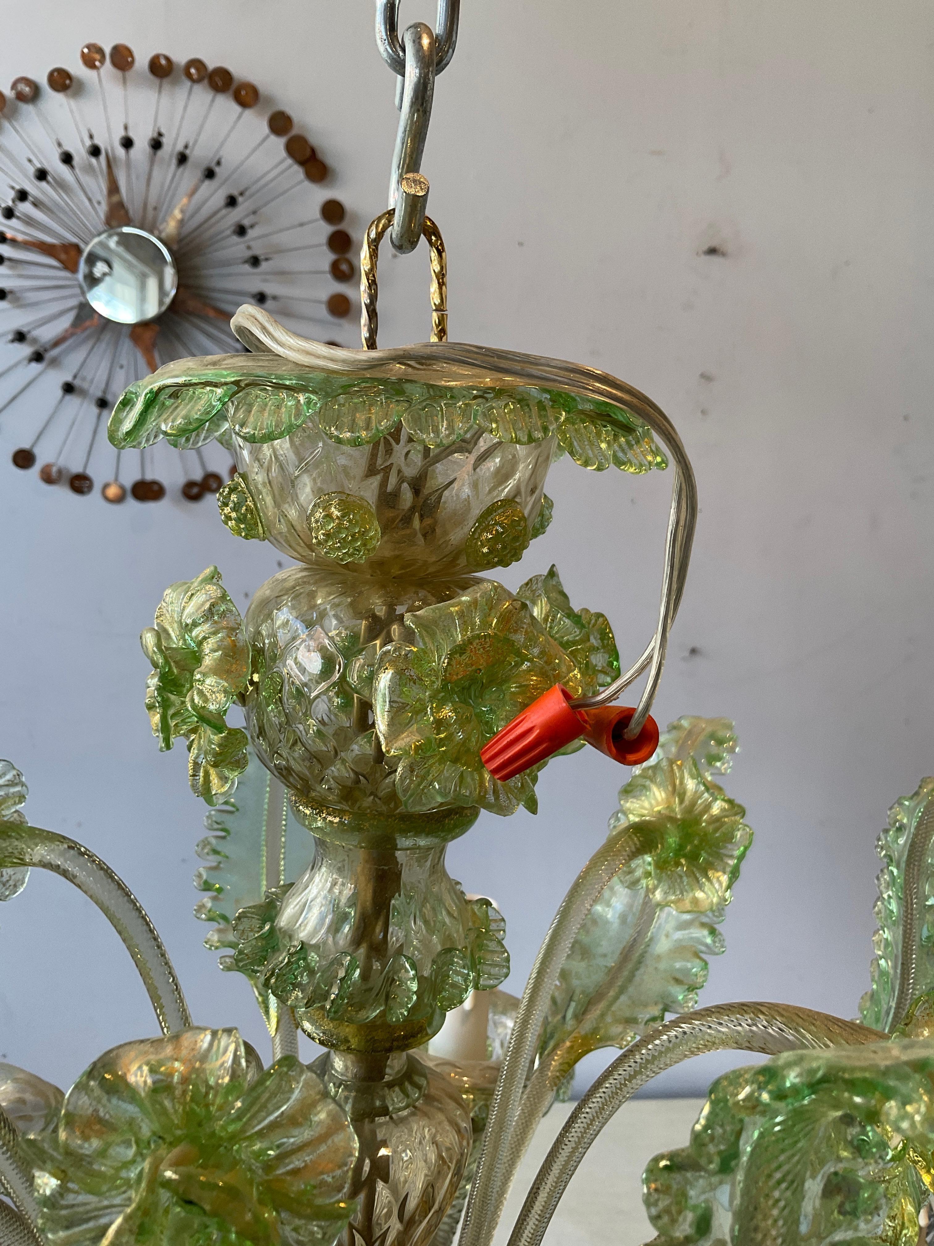 1950s Green Murano Floral Chandelier  For Sale 10