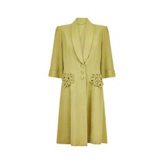 1950s Green Tweed Wool Coat with Ropework Design