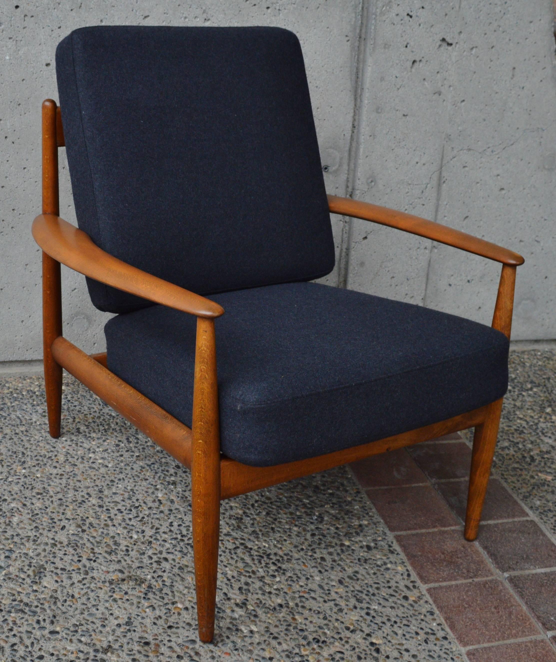 Upholstery 1950s Grete Jalk Danish Lounge Chair for France & Daverkosen in Charcoal Wool