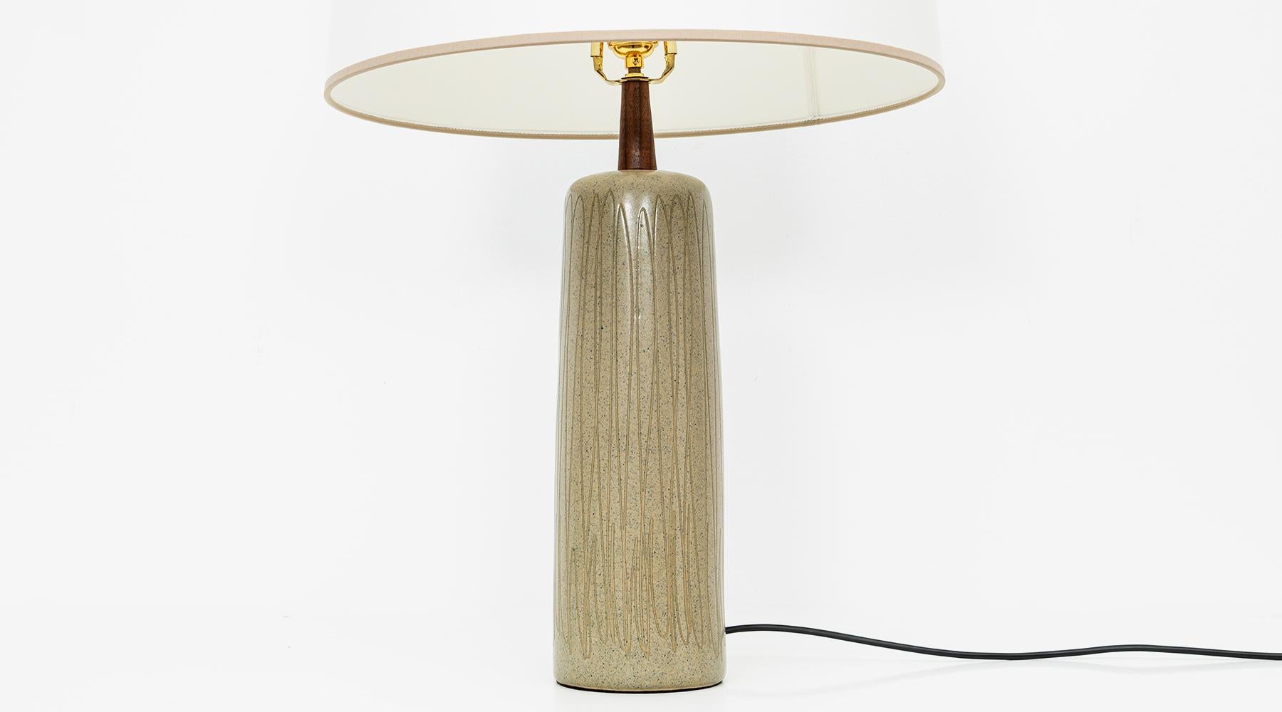 Brass 1950s Grey and Beige Table Lamp by Jane & Gordon Martz 'd' For Sale