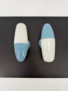 1950's Grey Blue Porcelain Sconce Oblong Lamp by Wilhelm Wagenfeld For Lindner
