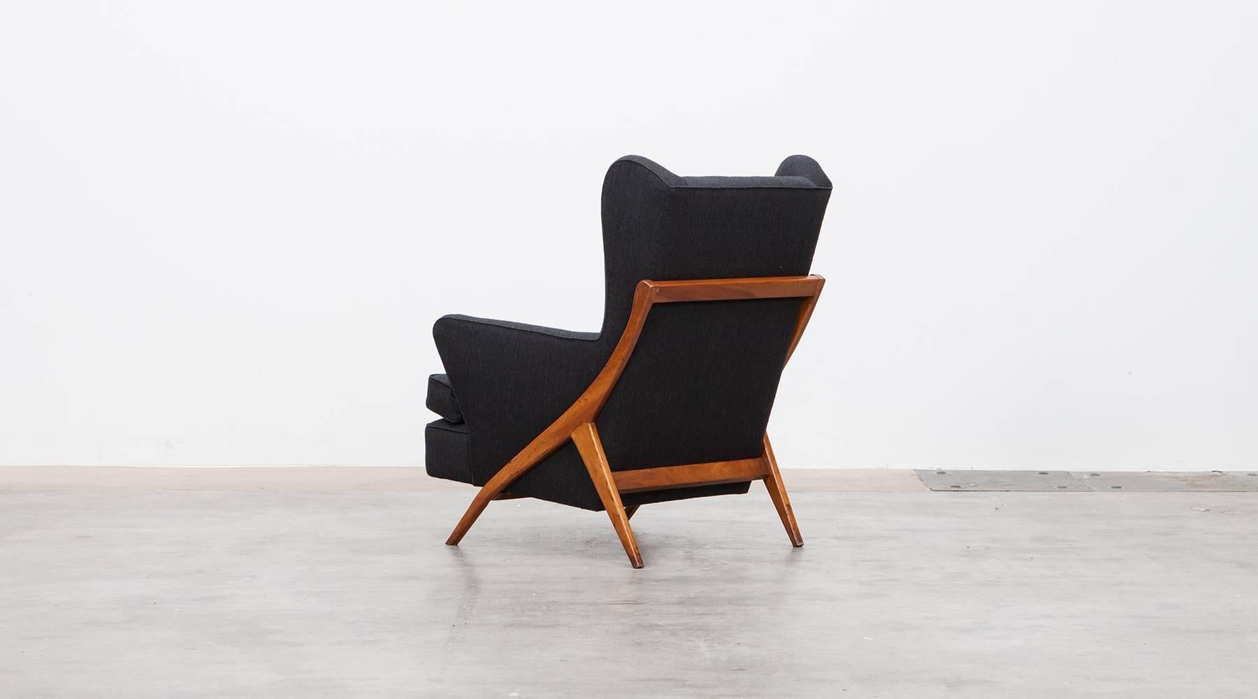 1950s Grey Fabric and Oak Base Lounge Chairs by Mario Gottardi 'New Upholstery' 2