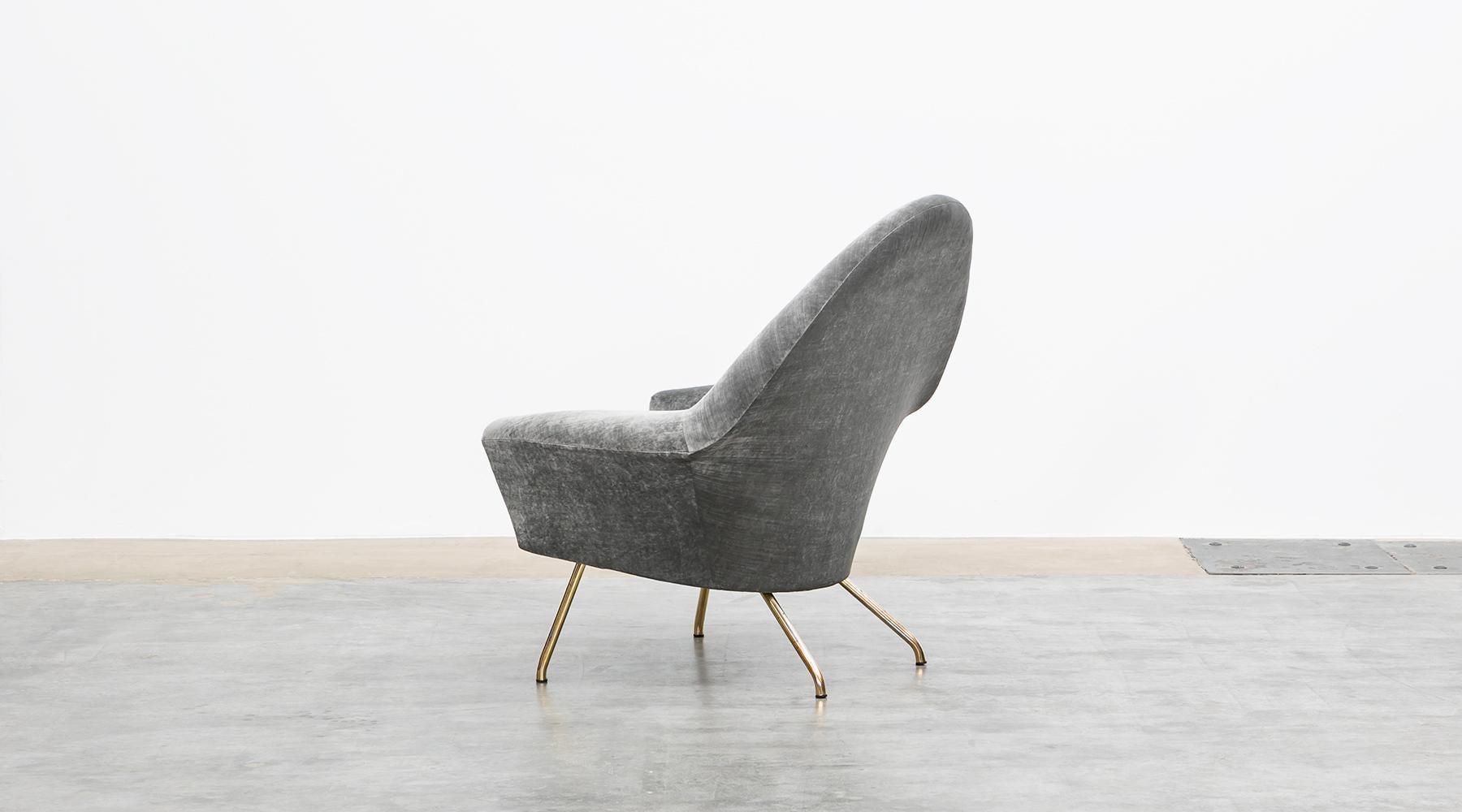 Mid-20th Century 1950s Grey Fabric Lounge Chairs by Joseph-André Motte, New Upholstery