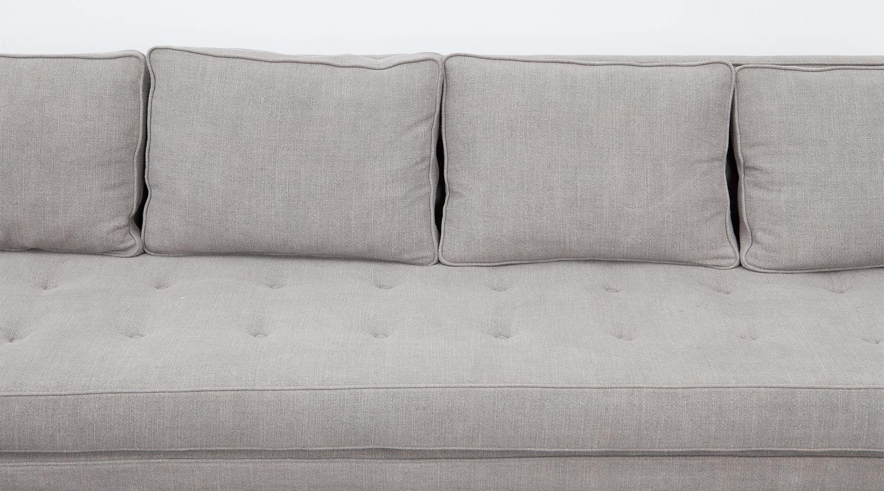 Mid-Century Modern 1950s Grey Fabric, Mahogany Legs Sectional Sofa by Edward Wormley