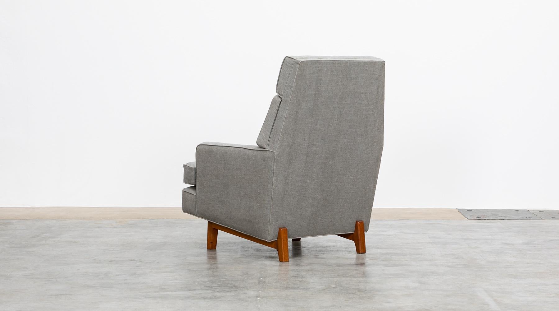 1950s Grey Lounge Chair with Ottoman by Edward Wormley, New Upholstery 2