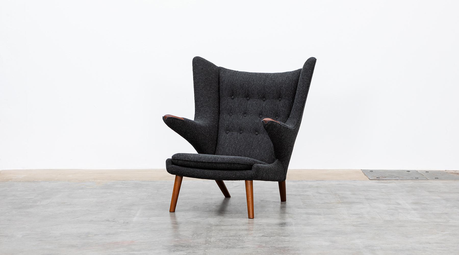 Mid-Century Modern 1950s Grey Papa Bear Chair by Hans Wegner 'new upholstery' For Sale