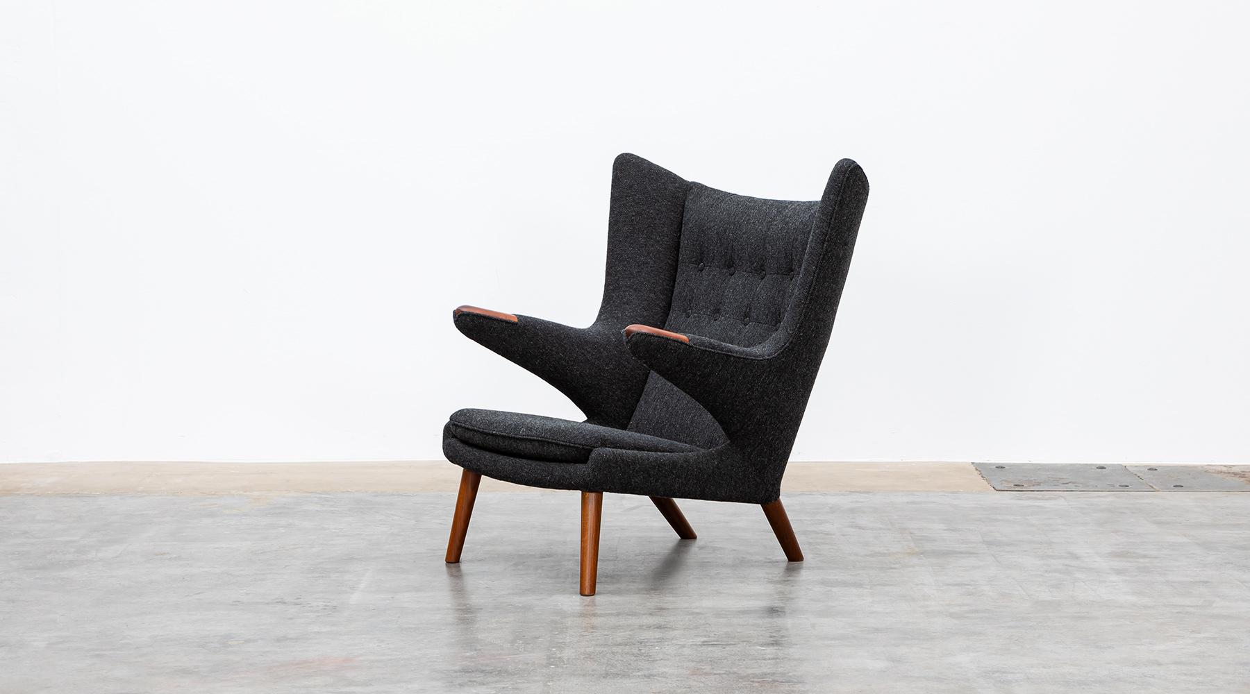 Danish 1950s Grey Papa Bear Chair by Hans Wegner 'new upholstery' For Sale
