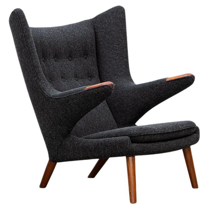 1950s Grey Papa Bear Chair by Hans Wegner 'new upholstery' For Sale