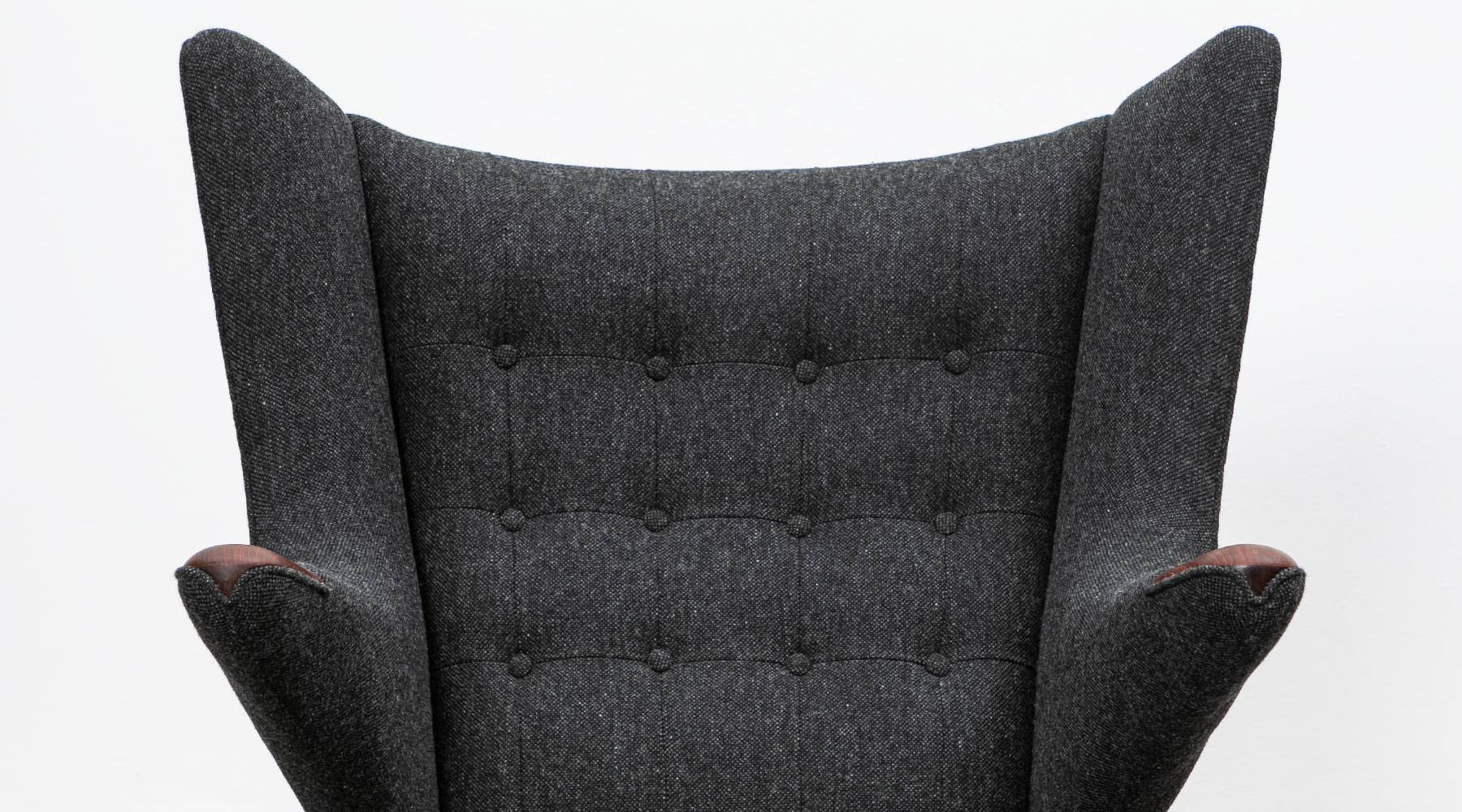 1950s Grey Papa Bear Chair with Ottoman by Hans Wegner 1