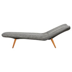 Used 1950s grey textil and wooden base Daybed by Theo Ruth