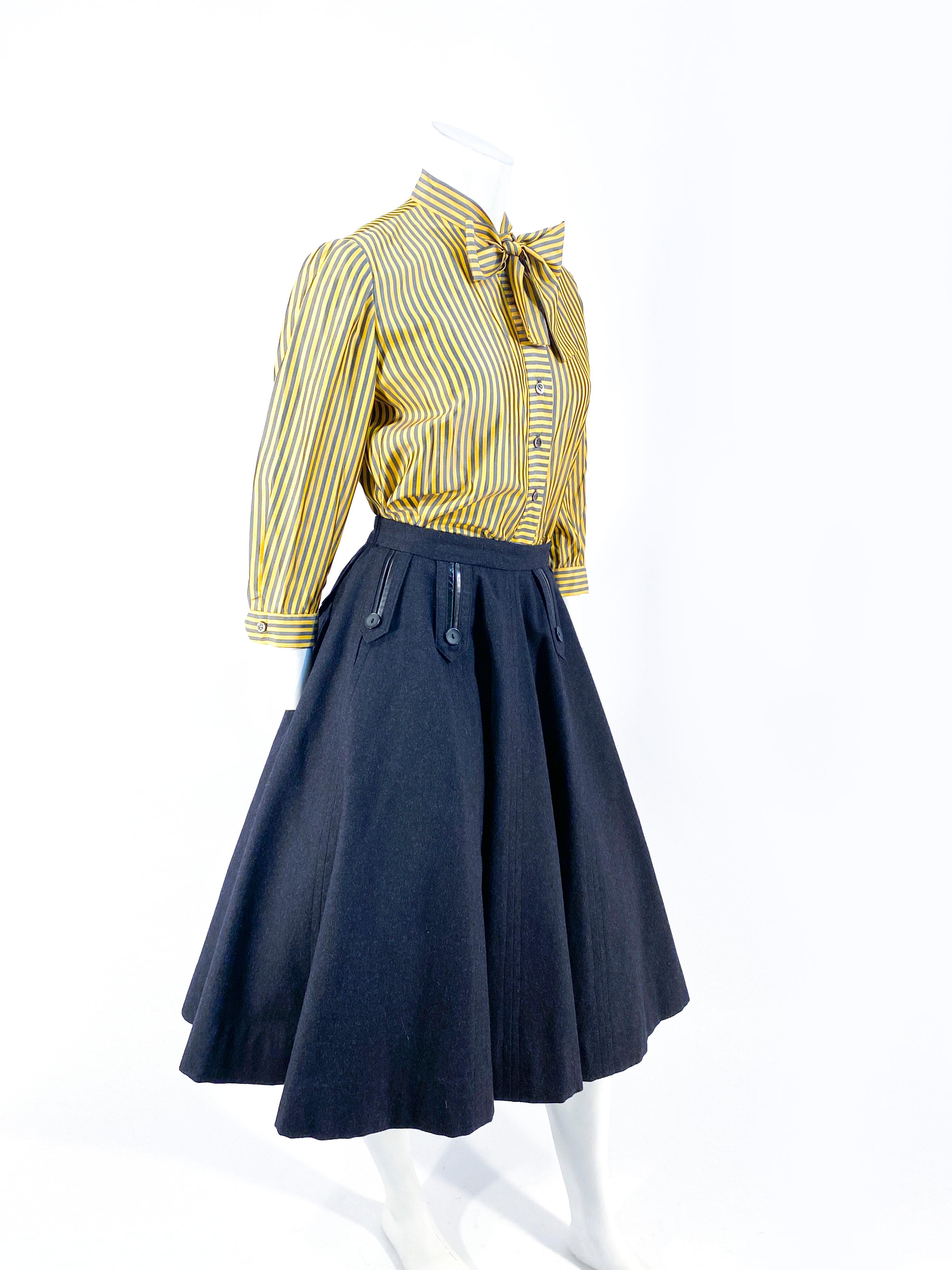 De las mujeres Conjunto de tres piezas de lana gris de los años 50
