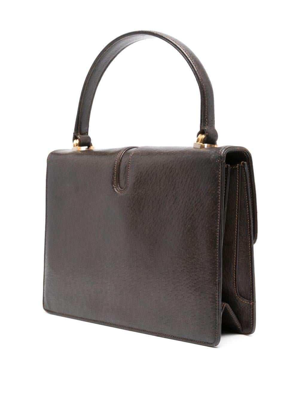 1950s Gucci Brown Leather Handbag In Good Condition For Sale In Paris, FR