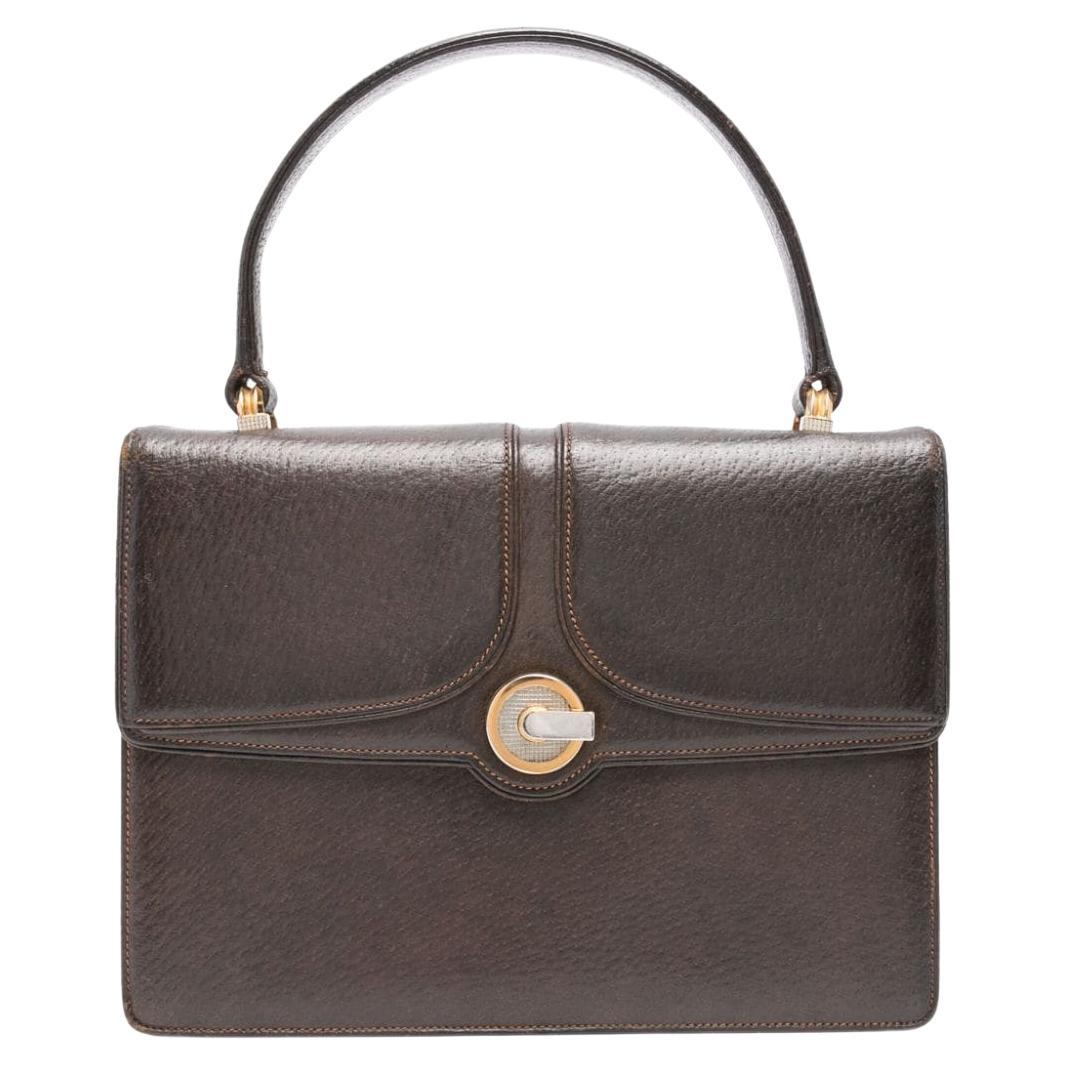 1950s Gucci Brown Leather Handbag For Sale
