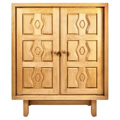 1950s Guillerme and Chambron Solid Oak Cabinet