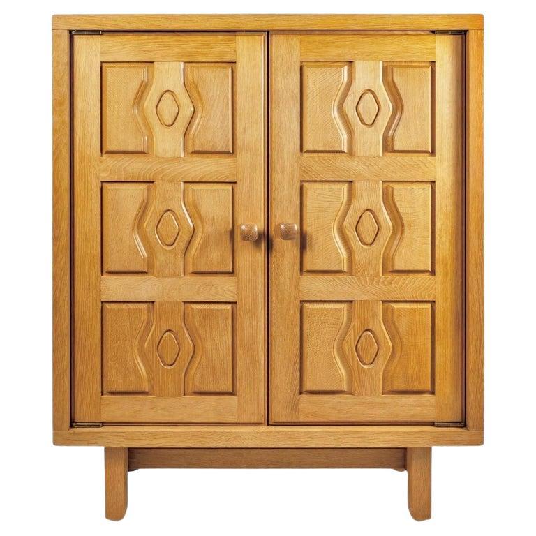 1950s Guillerme and Chambron Solid Oak Cabinet