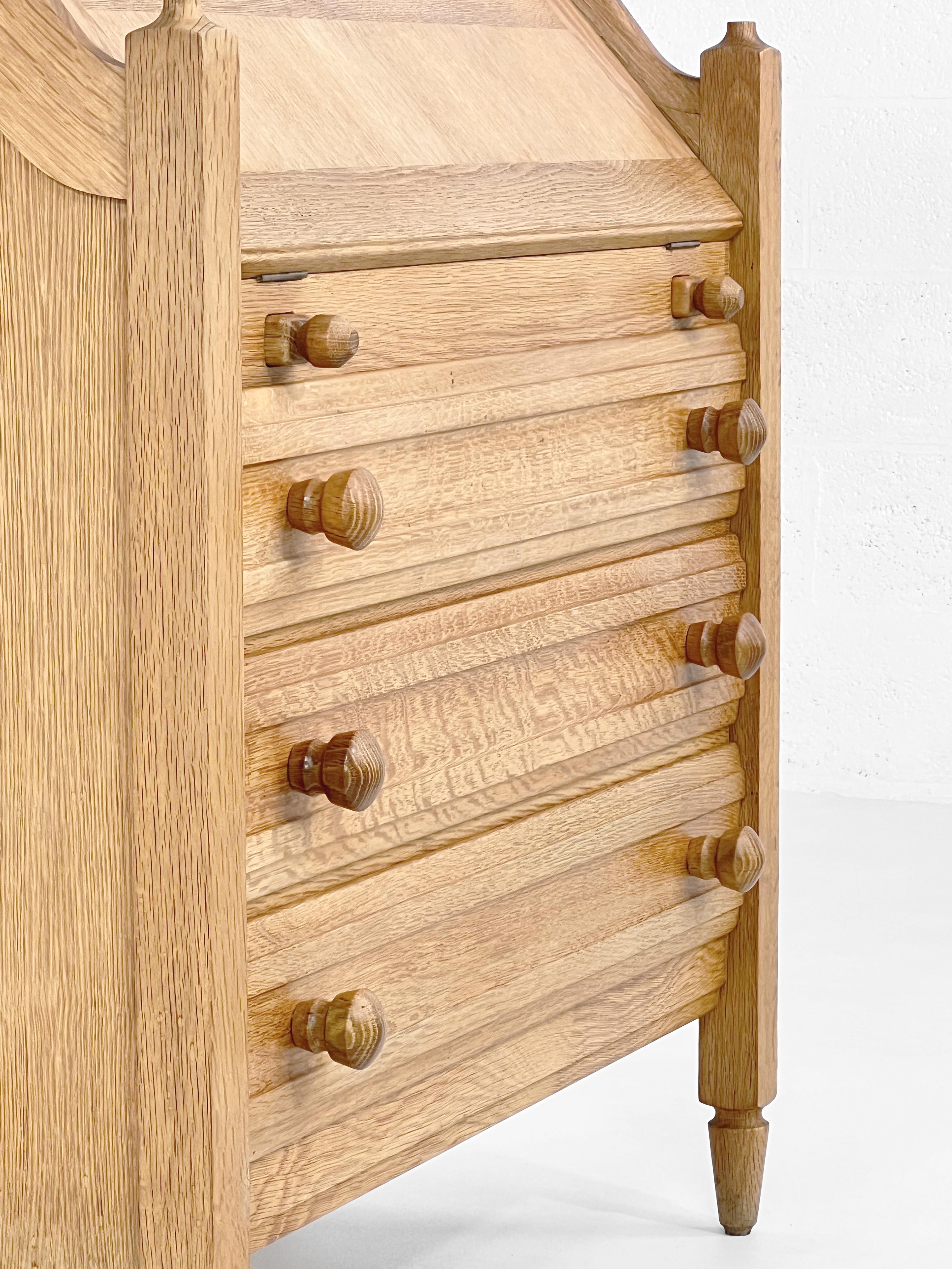 1950s Guillerme et Chambron Design Oak Wooden Chest of Drawers And Secretary For Sale 1