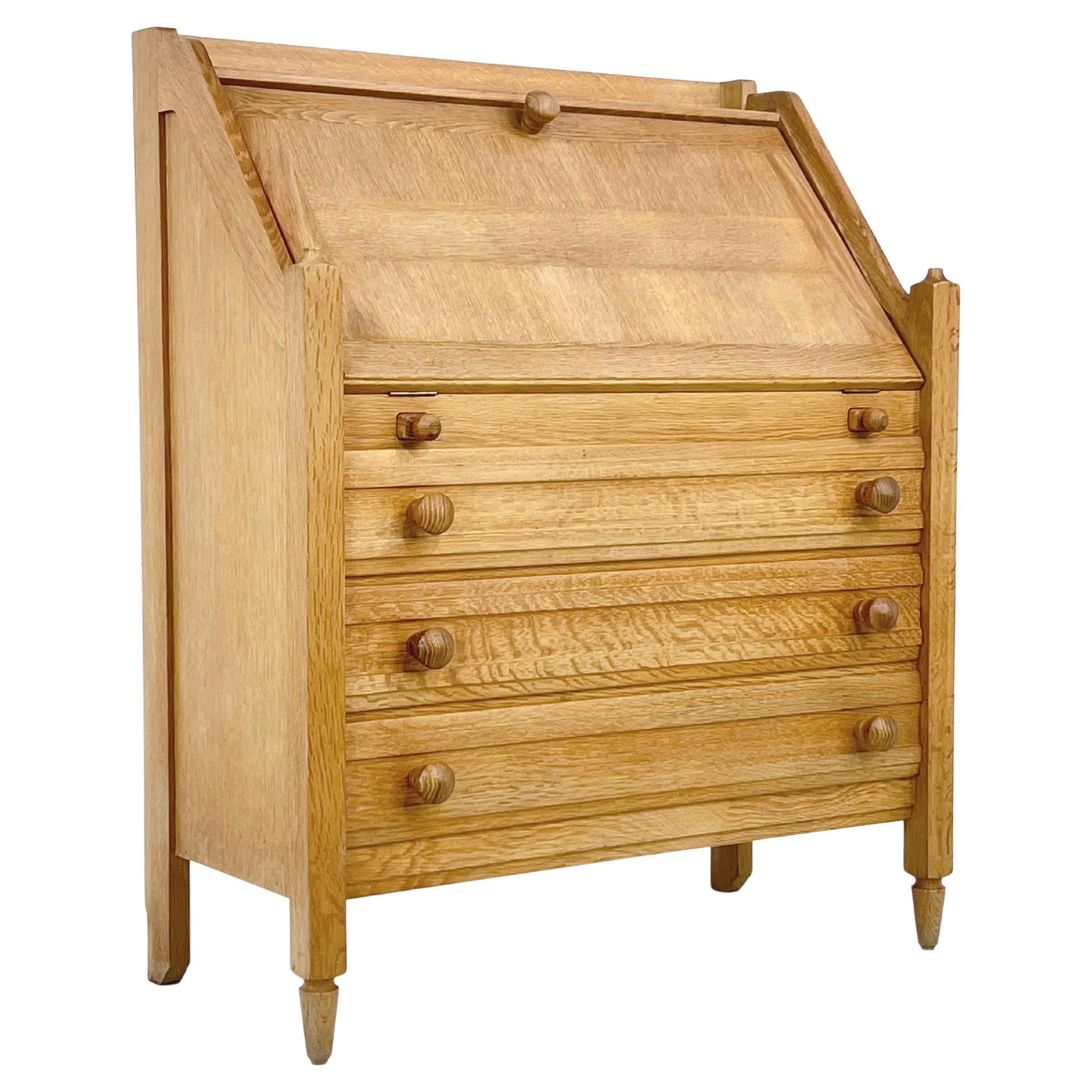 1950s Guillerme et Chambron Design Oak Wooden Chest of Drawers And Secretary For Sale