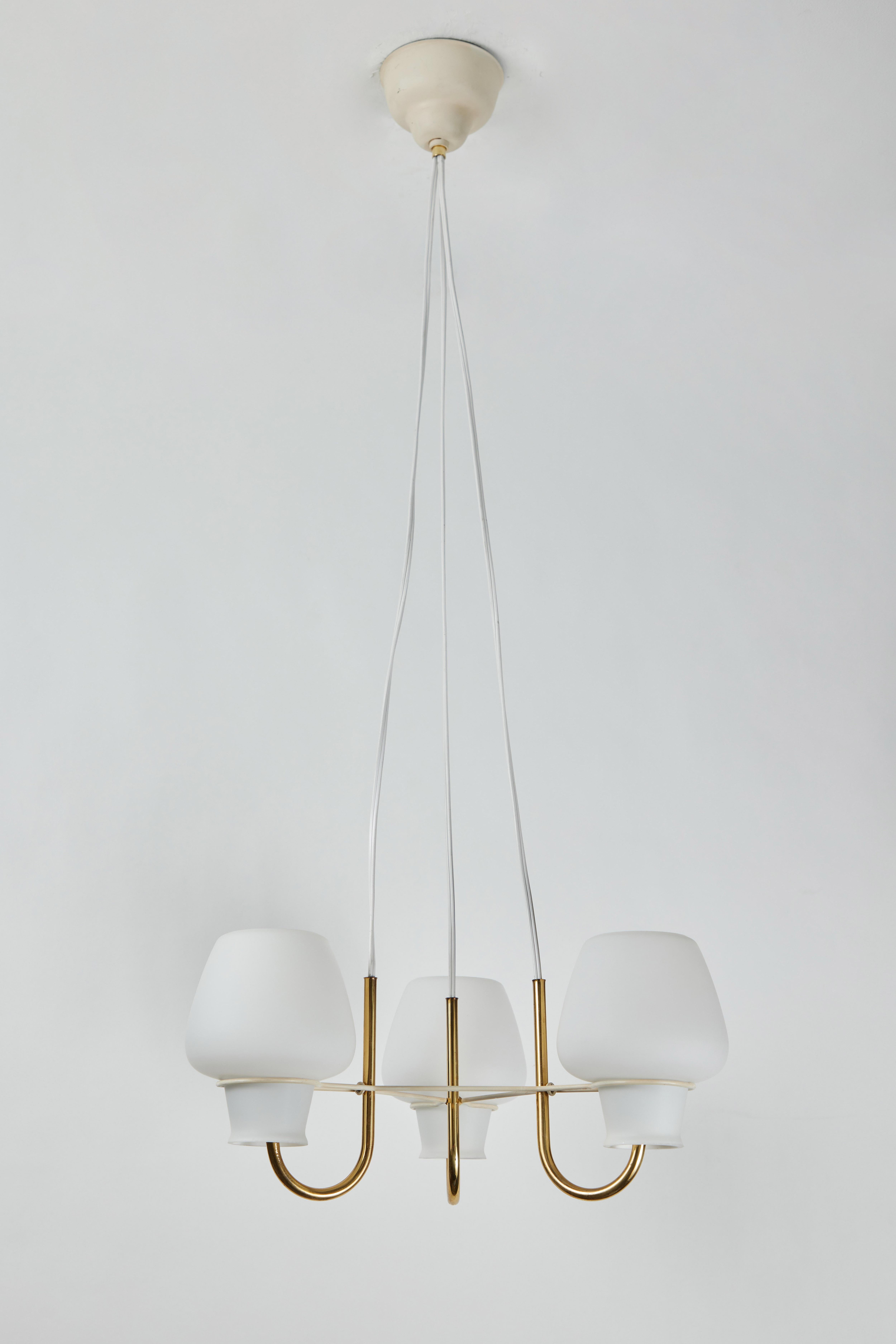 Scandinavian Modern 1950s Gunnar Asplund Brass & Glass Suspension Lamp by for ASEA