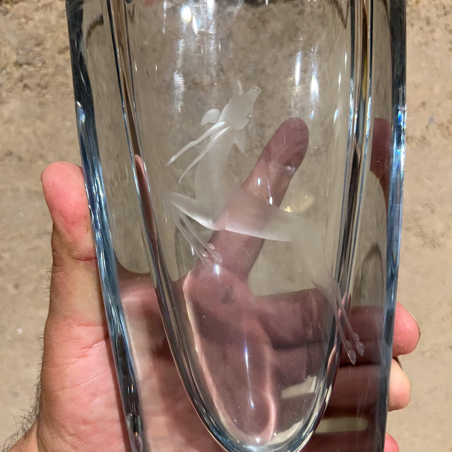 Scandinavian Modern 1950s Gunnar Nyland Strombergshyttan Vase Gazelle Art Glass Sweden For Sale