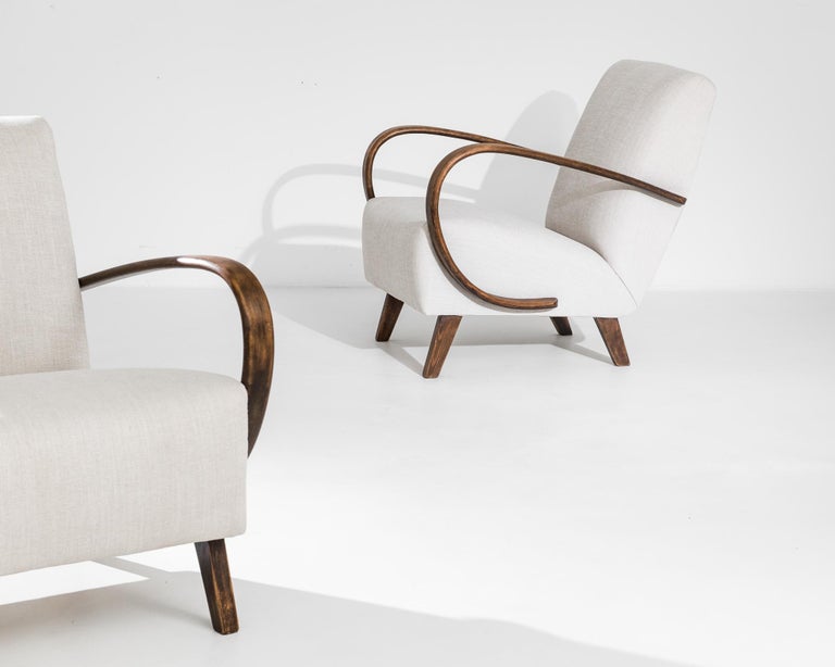 1950s H-410 Armchairs by J. Halabala, a Pair at 1stDibs