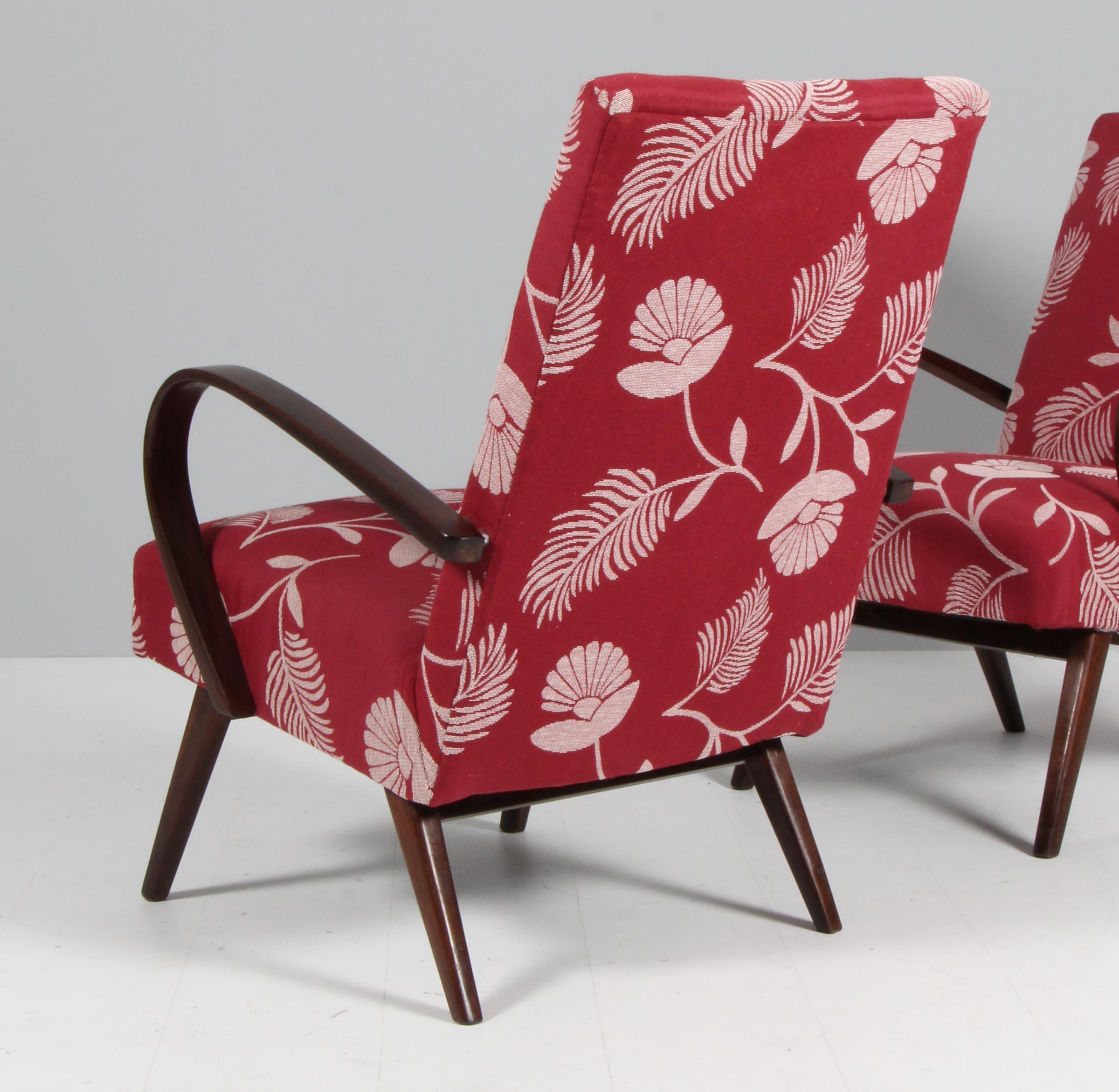 Mid-20th Century 1950s H-410 armchairs by J. Halabala, a Pair For Sale