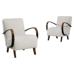 1950s H-410 Armchairs by J. Halabala, a Pair