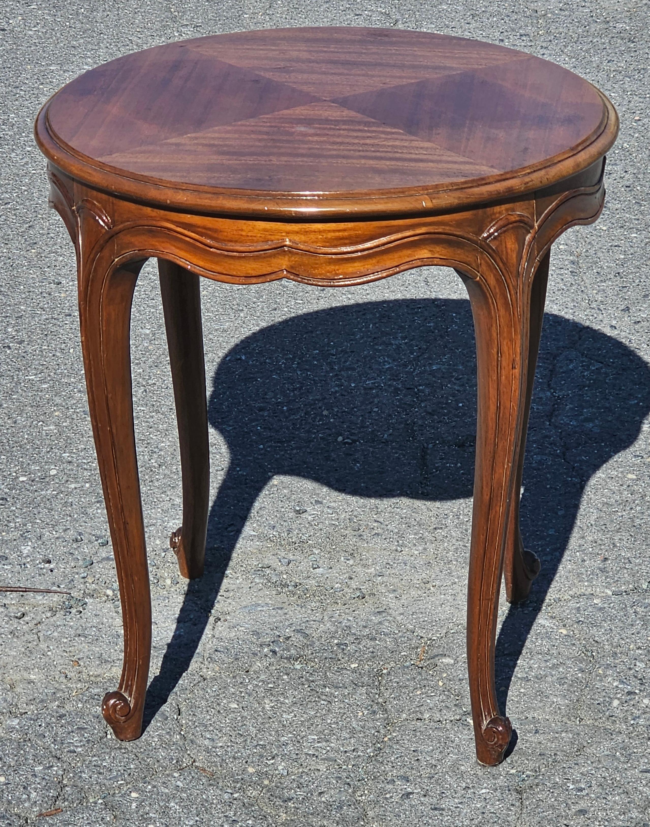 French Provincial 1950s Habana Gallery Parquetry Cuban Mahogany Provincial Gueridon Tables, Pair