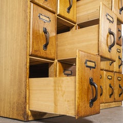 1950s Haberdashery Oak Multi Drawer Bank, Chest of Drawers, Eighteen Drawers