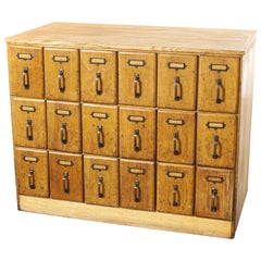 1950s Haberdashery Oak Multi Drawer Bank, Chest of Drawers, Eighteen Drawers