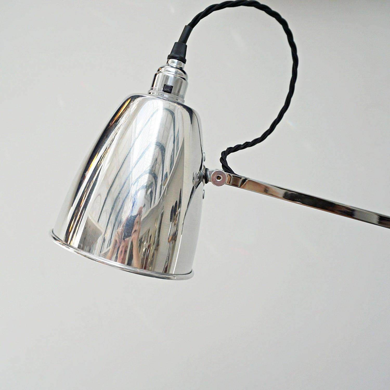 Mid-Century Modern 1950's Hadrill & Horstmann Chromed Metal Counterpoise Trolley Lamp