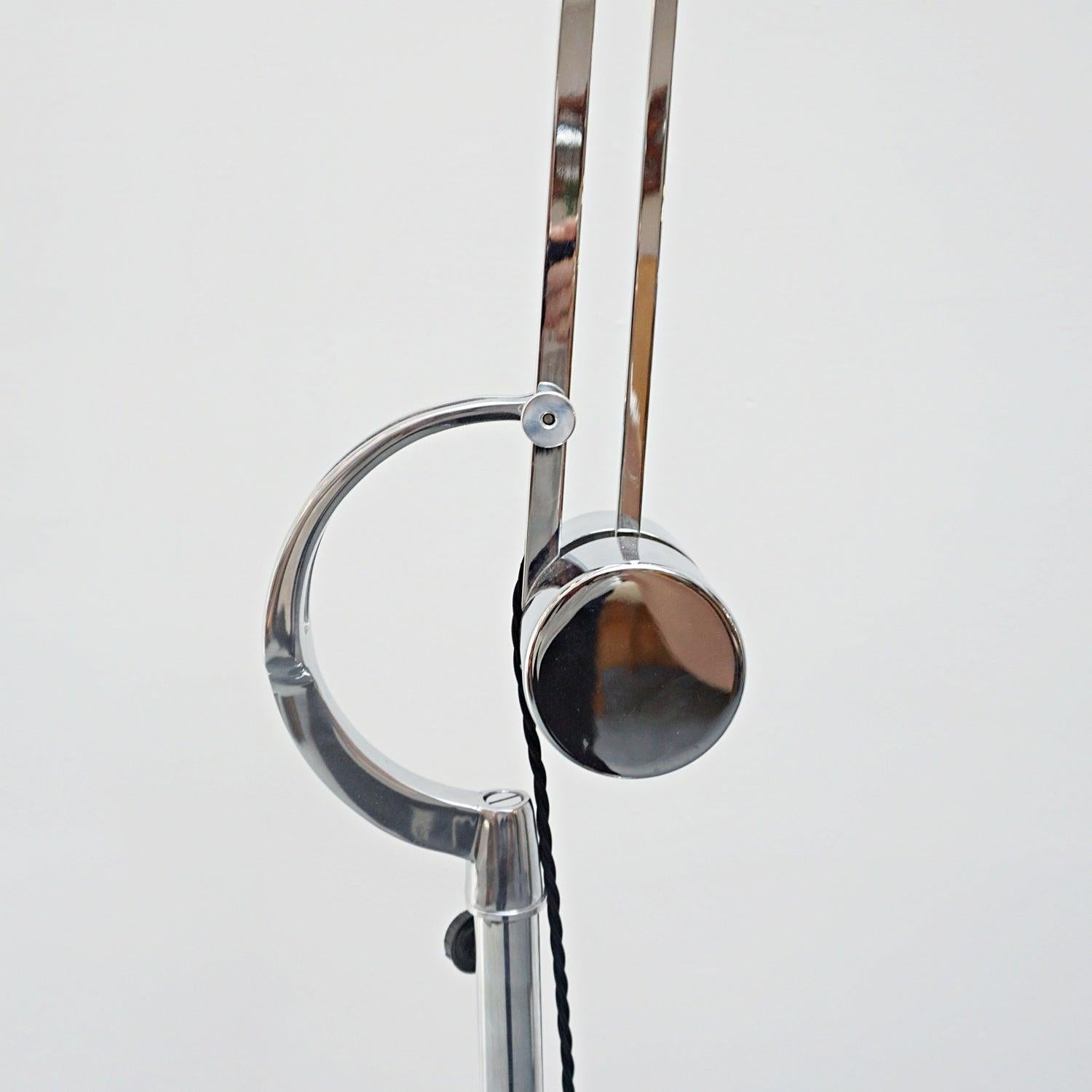 English 1950's Hadrill & Horstmann Chromed Metal Counterpoise Trolley Lamp
