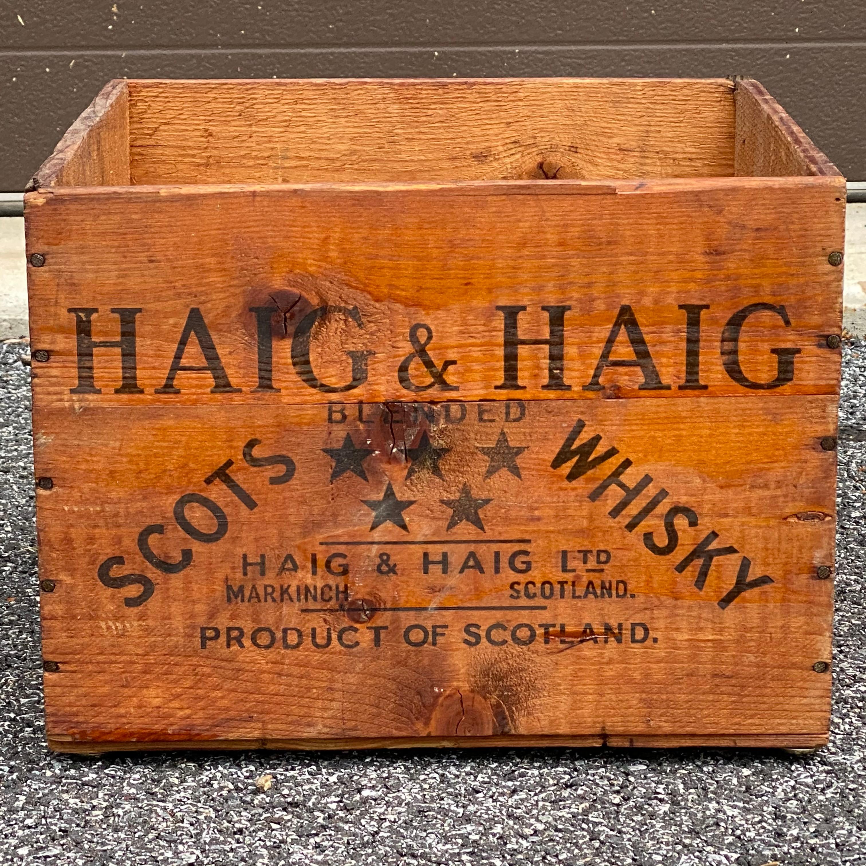 1950er Jahre Haig & Haig Holzkiste für Whisky (Rustikal) im Angebot