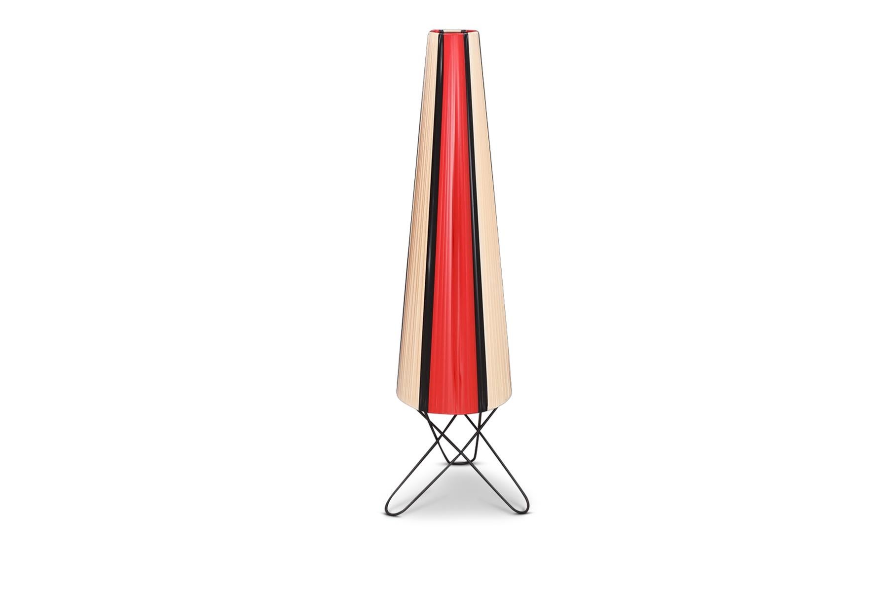 Danish 1950s Hairpin Floor Lamp In Red, White + Black For Sale