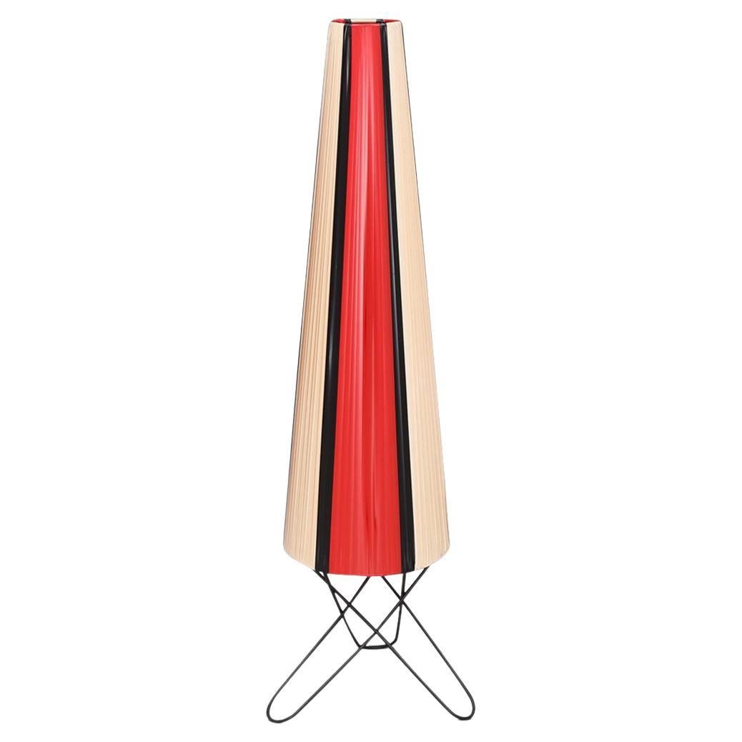 1950s Hairpin Floor Lamp In Red, White + Black For Sale