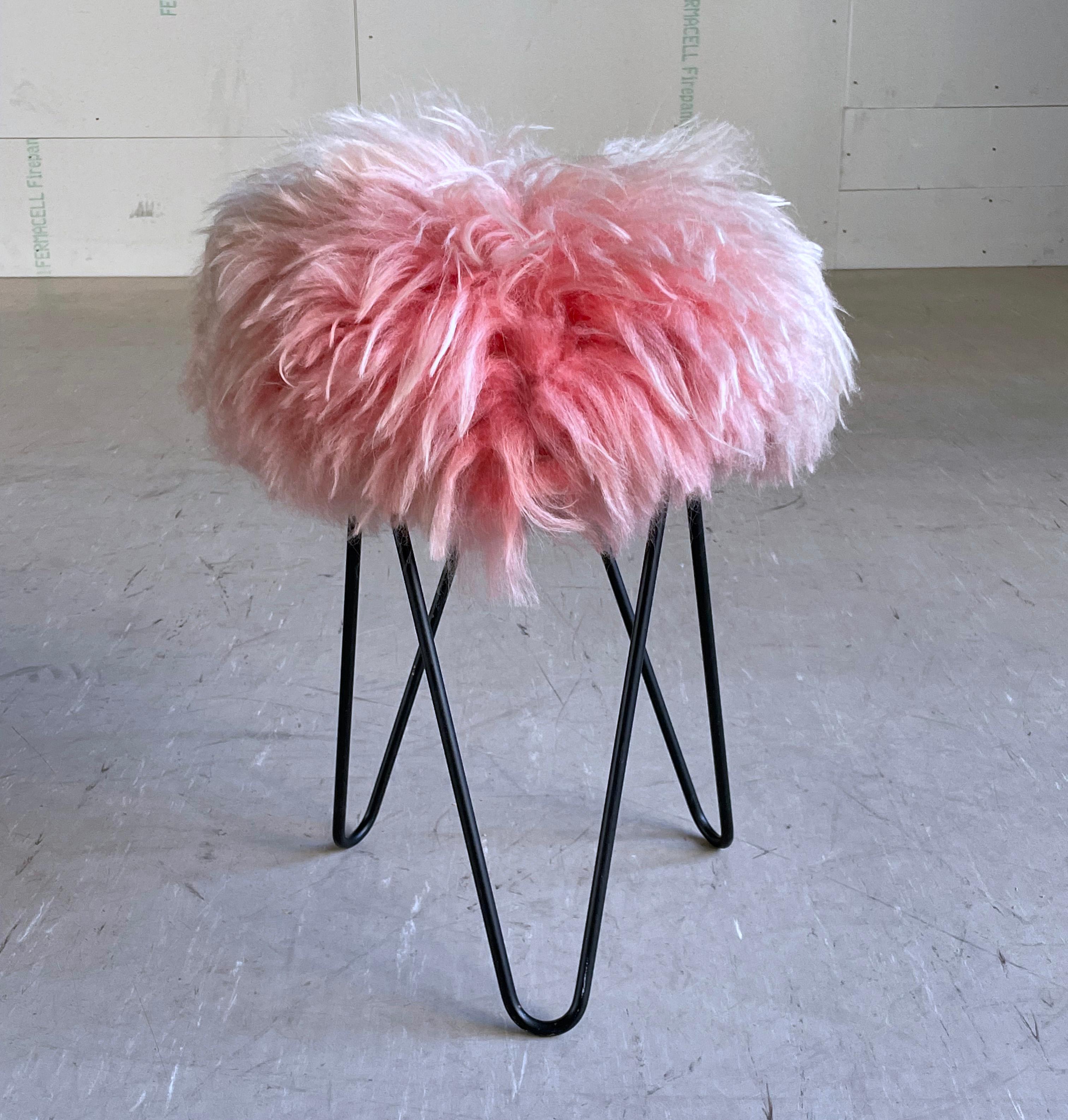 French 1950's Hairpin Leg Dressing Table Stool