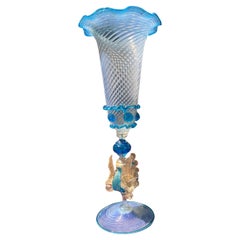 1950s Hand Blown Italian Venetian Murano Glass Decorative Chalice Goblet